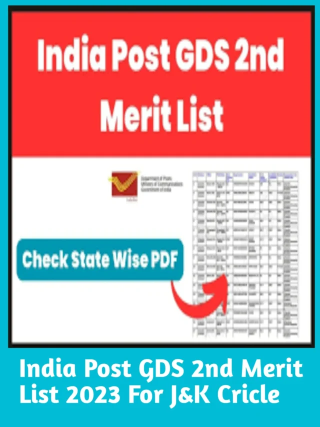 India Post GDS 2nd Merit List 2023 For J&K Cricle