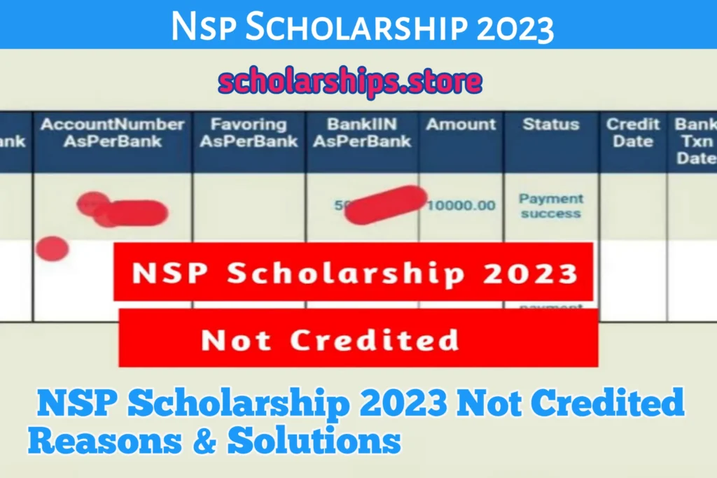 NSP Scholarship 2023 Not Credited Reasons & Solutions